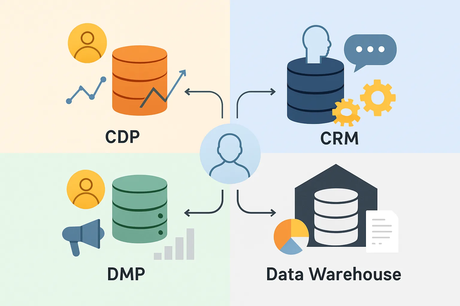 CDP vs CRM vs DMP vs Data Warehouse: Untangling the Acronyms